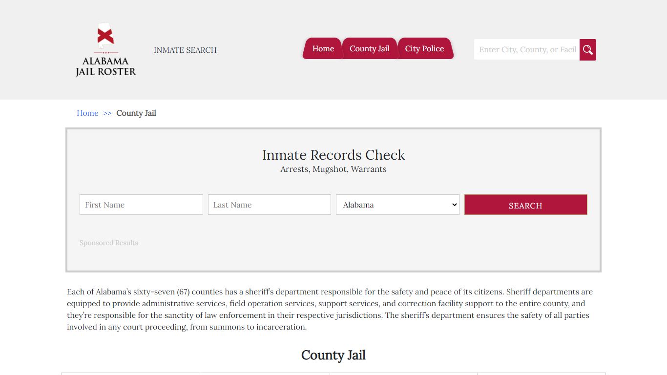 County Jail | Alabama Jail Inmate Search